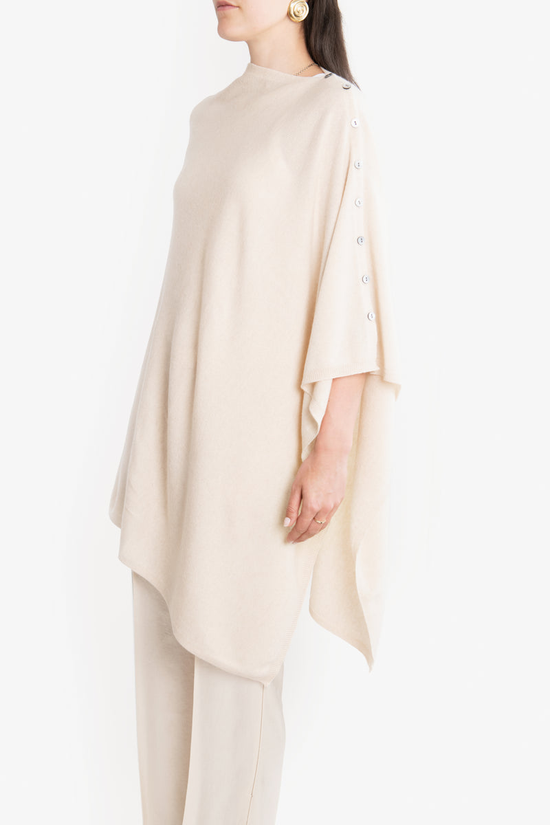 CASHMERE BUTTON WRAP PONCHO