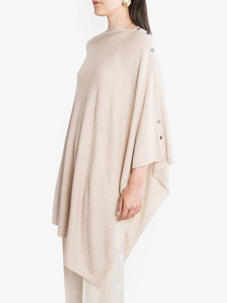 CASHMERE BUTTON WRAP PONCHO