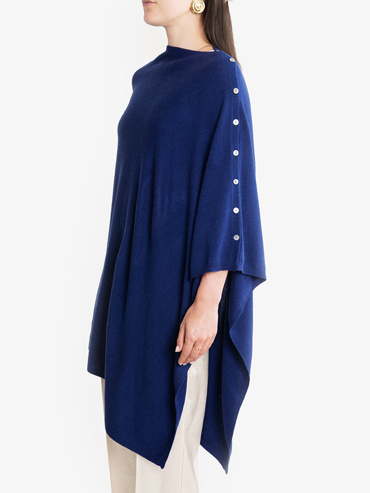 CASHMERE BUTTON WRAP PONCHO