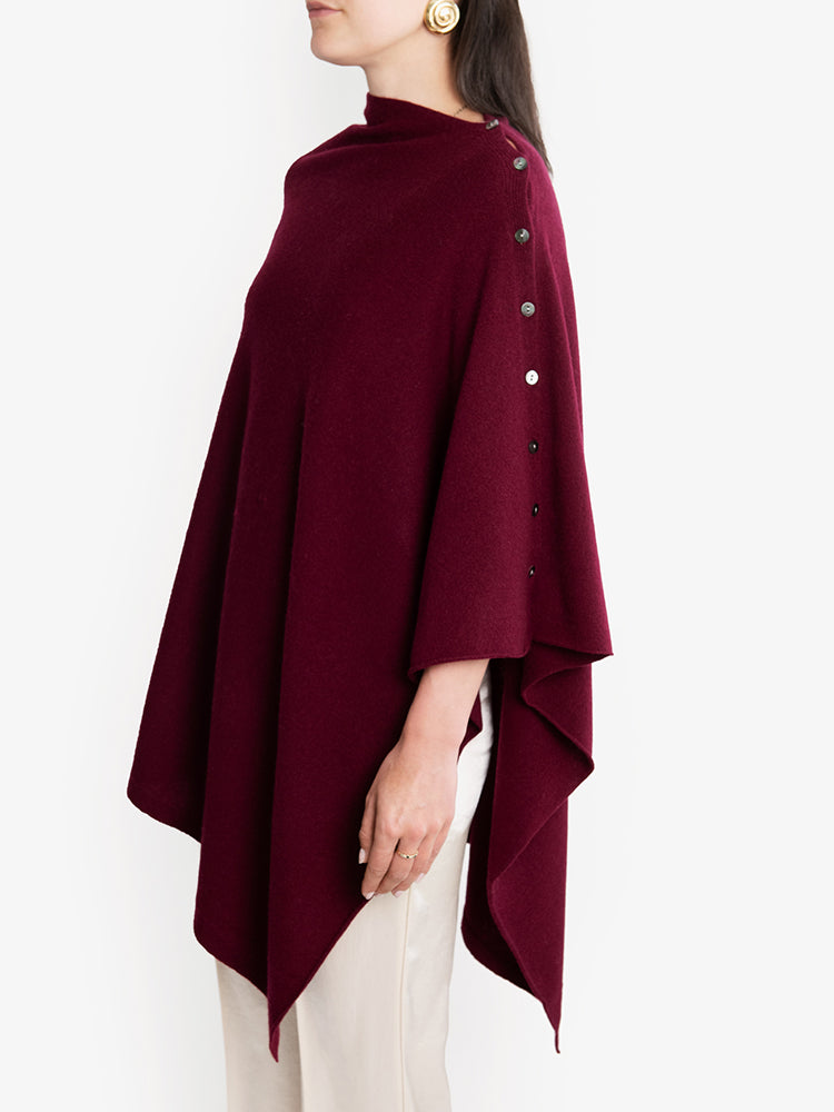 CASHMERE BUTTON WRAP PONCHO