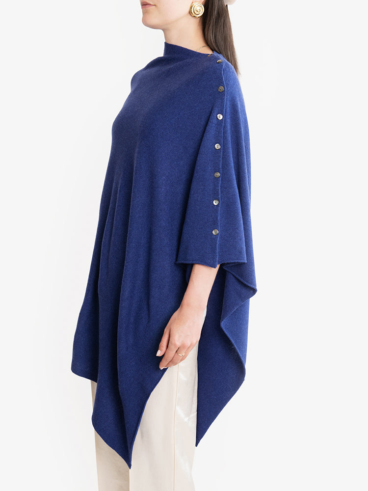 CASHMERE BUTTON WRAP PONCHO