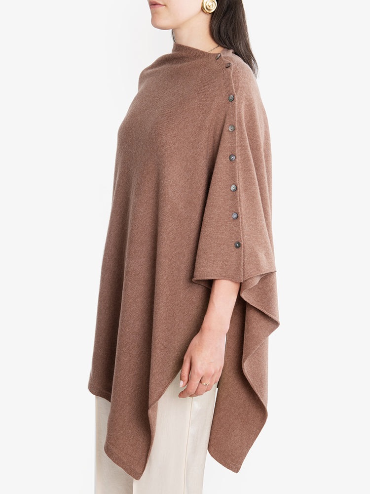 CASHMERE BUTTON WRAP PONCHO