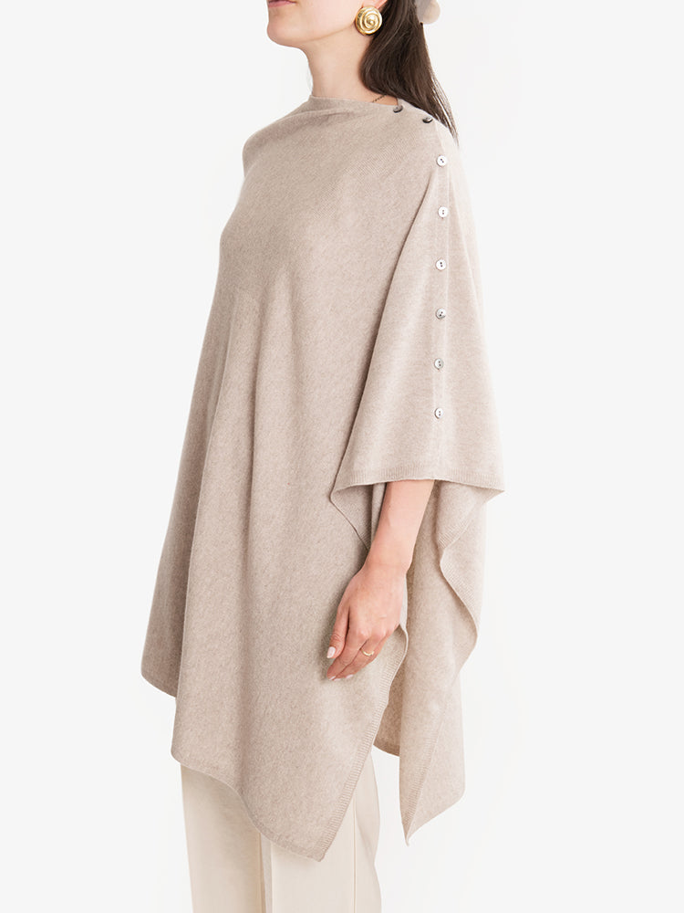CASHMERE BUTTON WRAP PONCHO