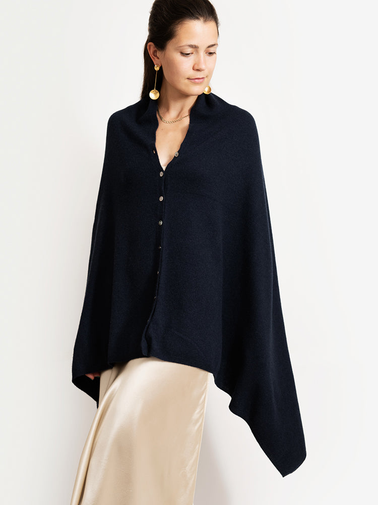 CASHMERE BUTTON WRAP PONCHO