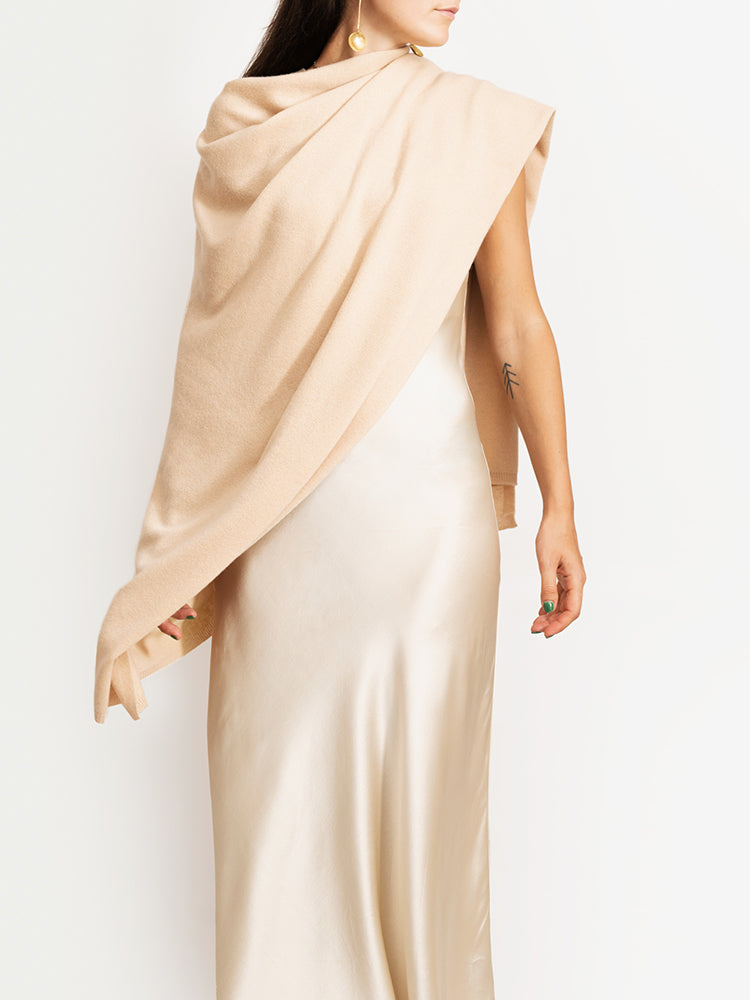 CASHMERE BUTTON WRAP PONCHO