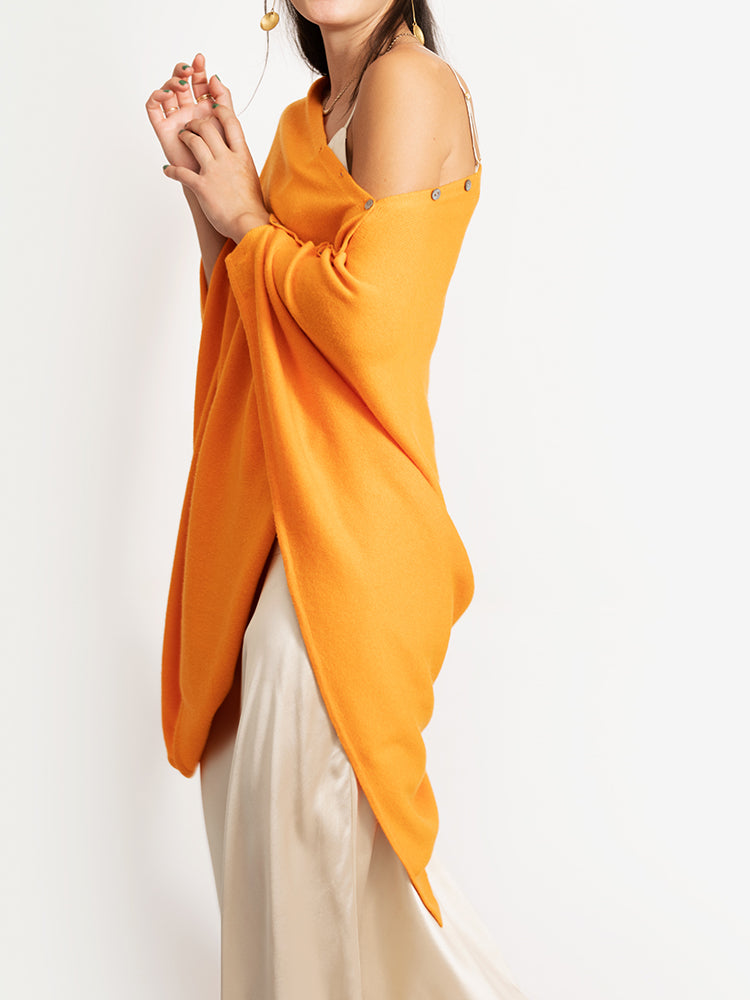 CASHMERE BUTTON WRAP PONCHO