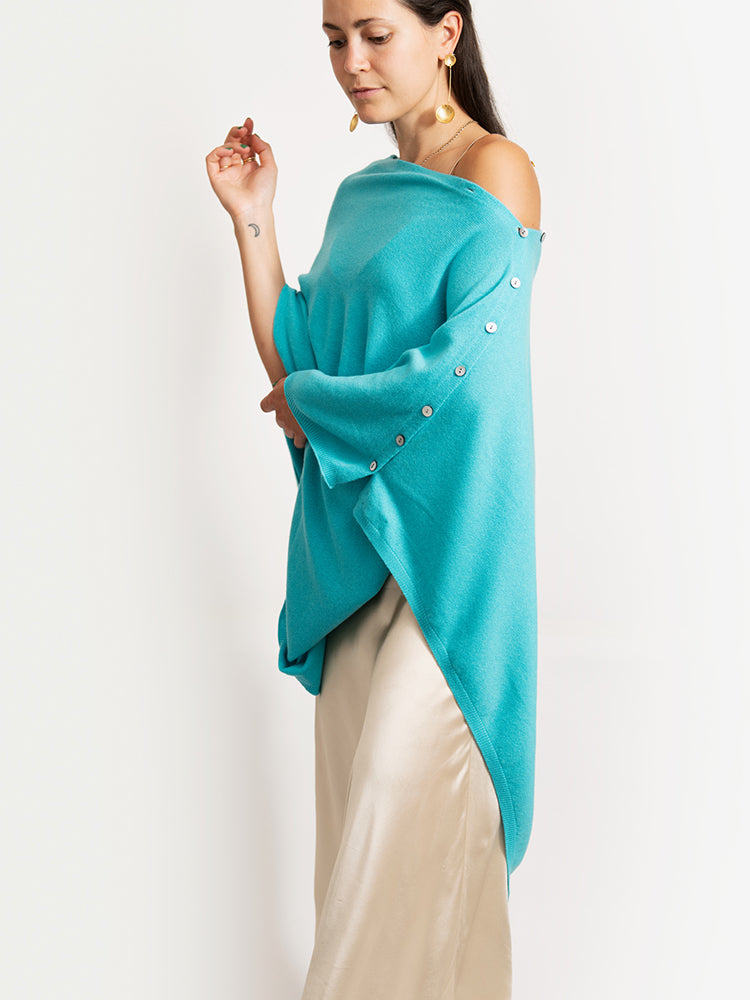 CASHMERE BUTTON WRAP PONCHO