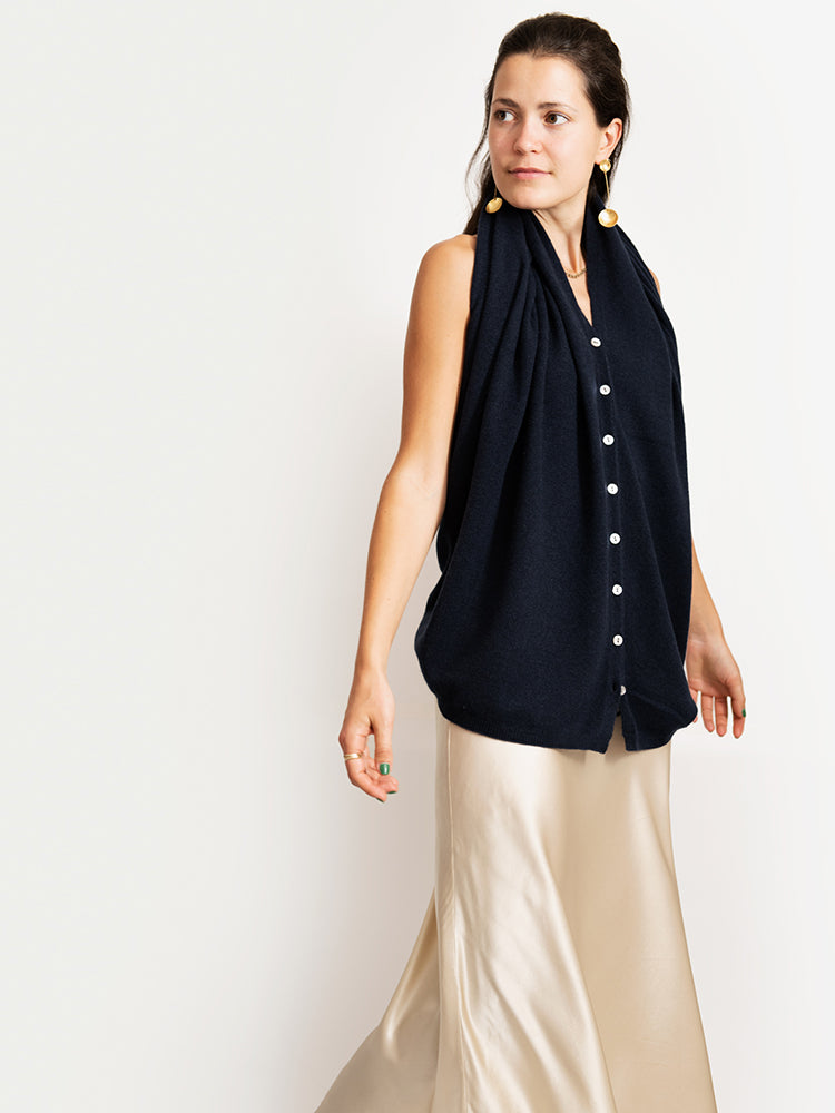 CASHMERE BUTTON WRAP PONCHO