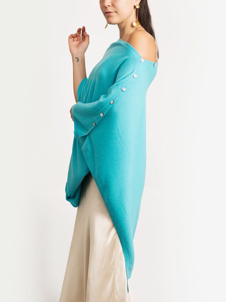 CASHMERE BUTTON WRAP PONCHO
