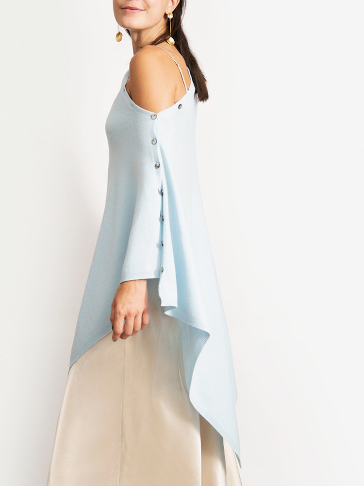 CASHMERE BUTTON WRAP PONCHO