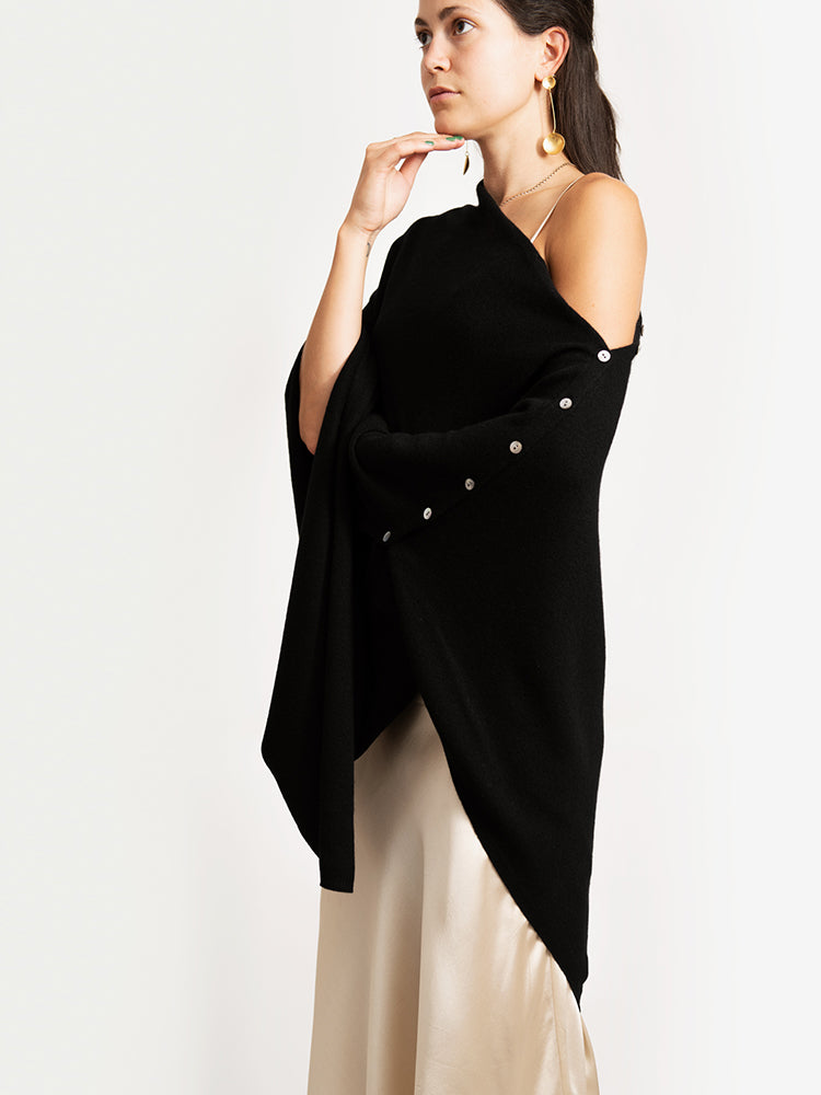 CASHMERE BUTTON WRAP PONCHO