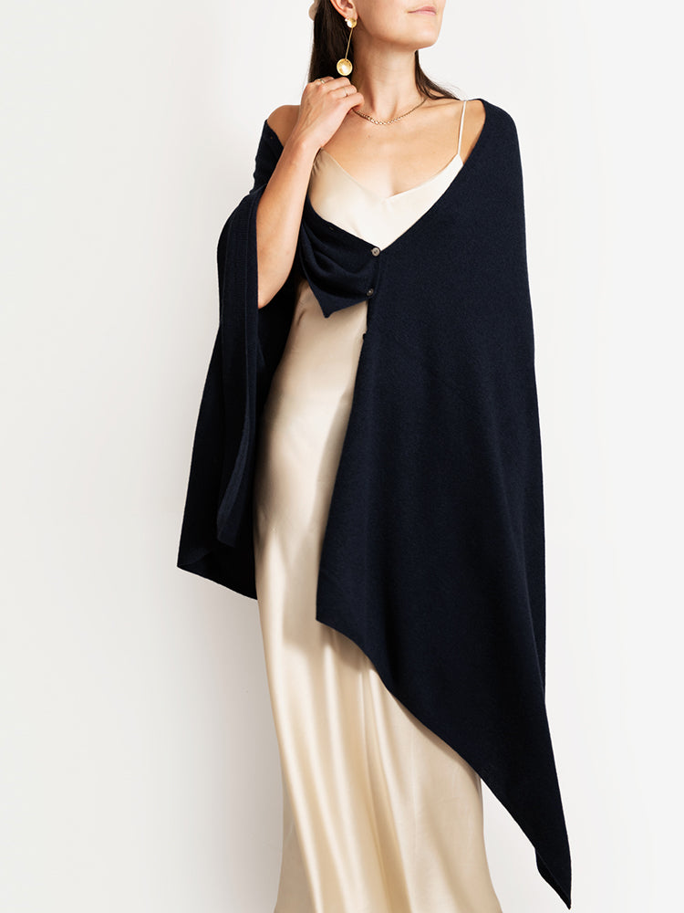 CASHMERE BUTTON WRAP PONCHO
