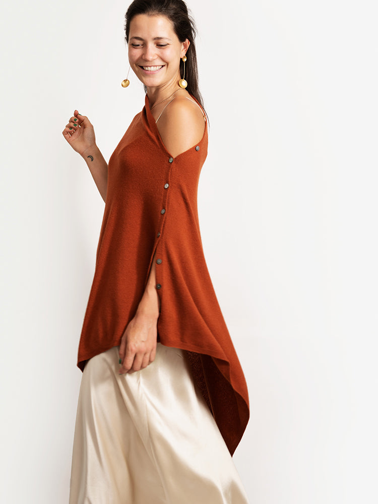 CASHMERE BUTTON WRAP PONCHO